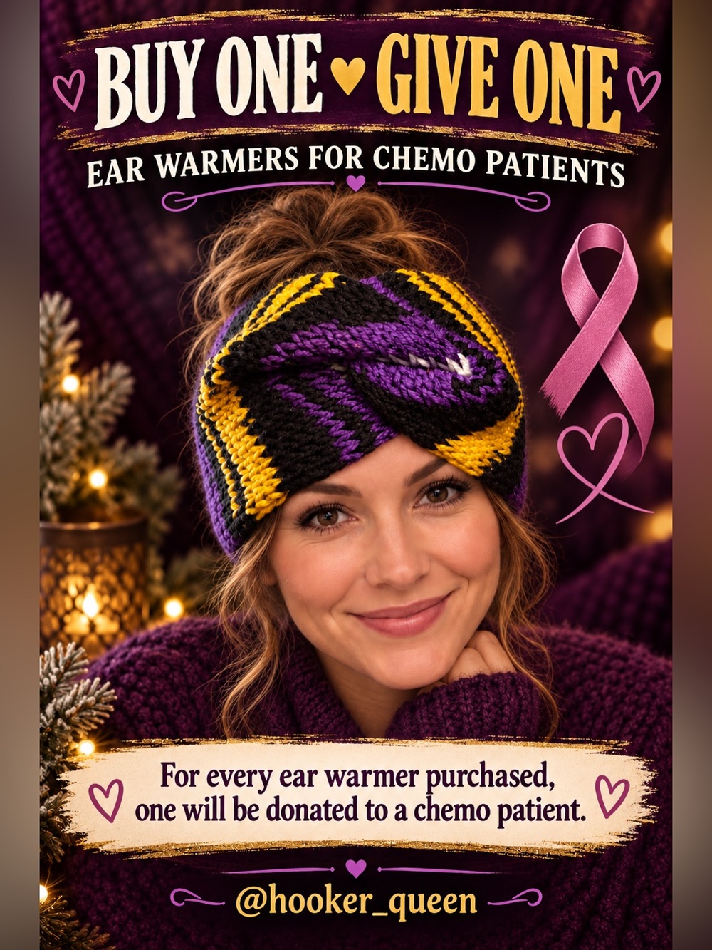 Handmade Knit Twist Front Ear Warmer Headband | Choose Blue or Burgundy - Picture 6 of 6